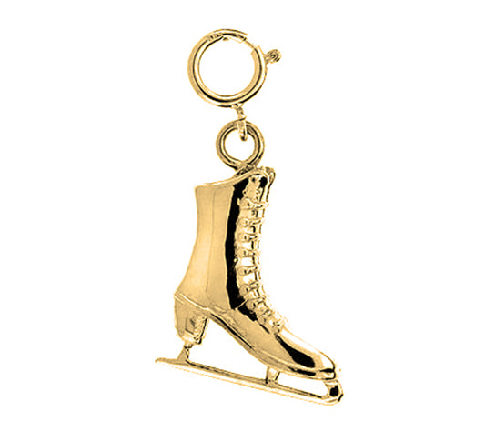 14K or 18K Gold 3D Ice Skate Pendant