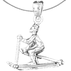 Colgante de esquiador cruzado 3D de oro de 14 quilates o 18 quilates