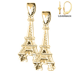 14K oder 18K Gold 26mm Eiffelturm Ohrringe