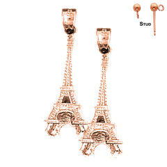 Pendientes Torre Eiffel de Oro de 14K o 18K de 33mm