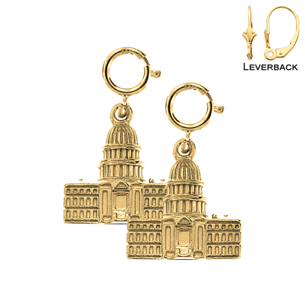 14K or 18K Gold United States Capital Building Earrings