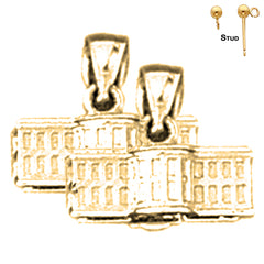 14K oder 18K Gold 11mm Weiße Haus Ohrringe