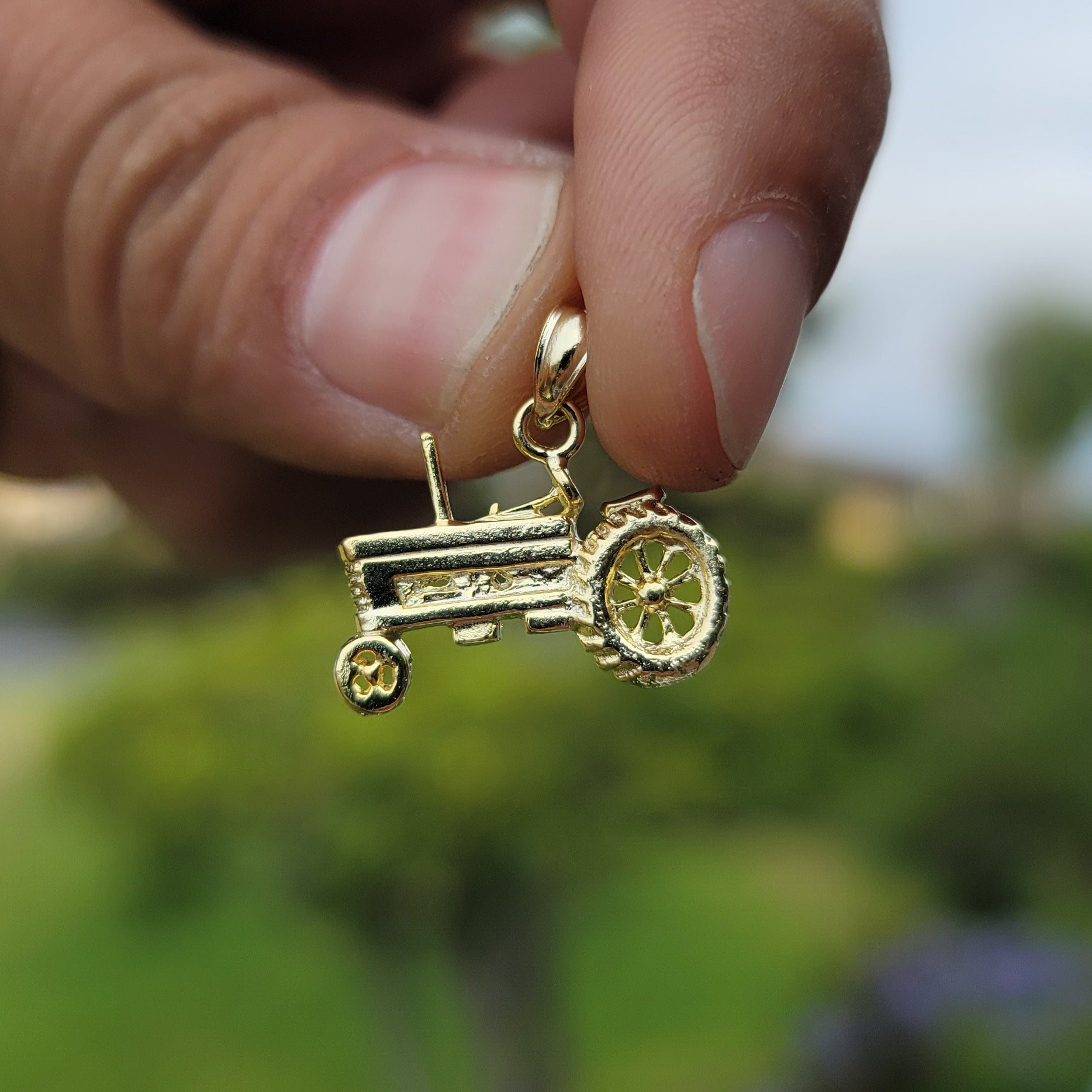 14K or 18K Gold Tractor Pendant