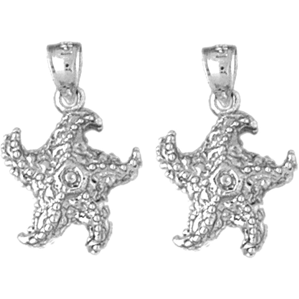 Sterling Silver 20mm Starfish Earrings