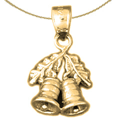 14K or 18K Gold 3D Christmas Bell Pendant