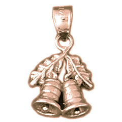 14K or 18K Gold 3D Christmas Bell Pendant