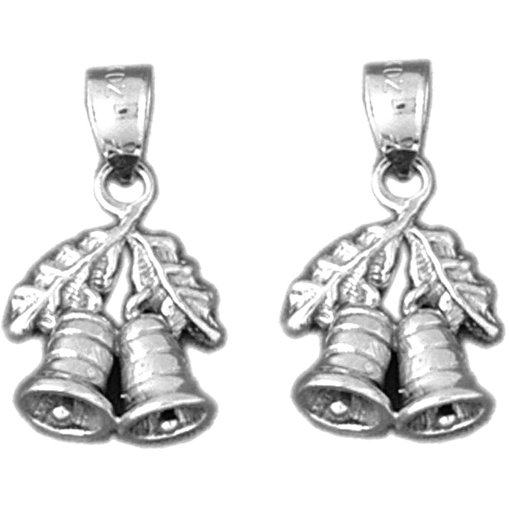 Sterling Silver 21mm 3D Christmas Bell Earrings