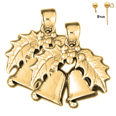 Sterling Silver 20mm Christmas Bell Earrings (White or Yellow Gold Plated)
