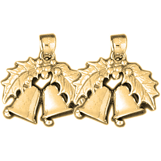 Yellow Gold-plated Silver 20mm Christmas Bell Earrings