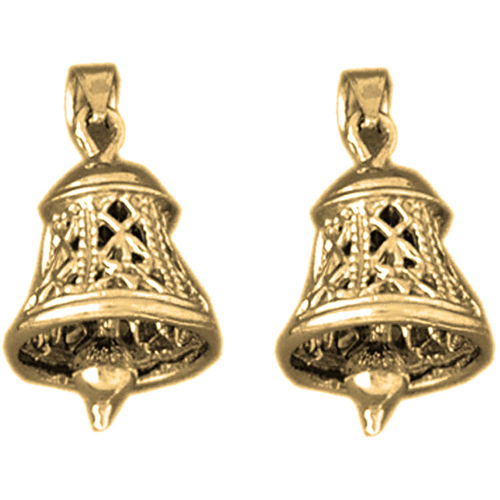 Yellow Gold-plated Silver 23mm 3D Bell Earrings