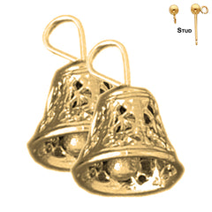 Sterling Silver 18mm 3D Bell Earrings (White or Yellow Gold Plated)
