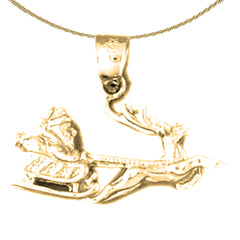 14K or 18K Gold 3D Santa's Sleigh Pendant