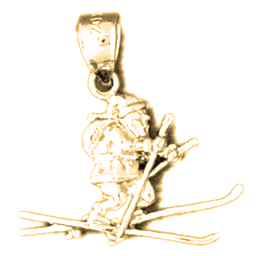 14K or 18K Gold 3D Santa Skiing Pendant