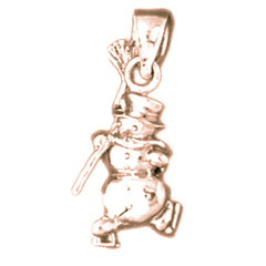 14K or 18K Gold 3D Snowman Pendant