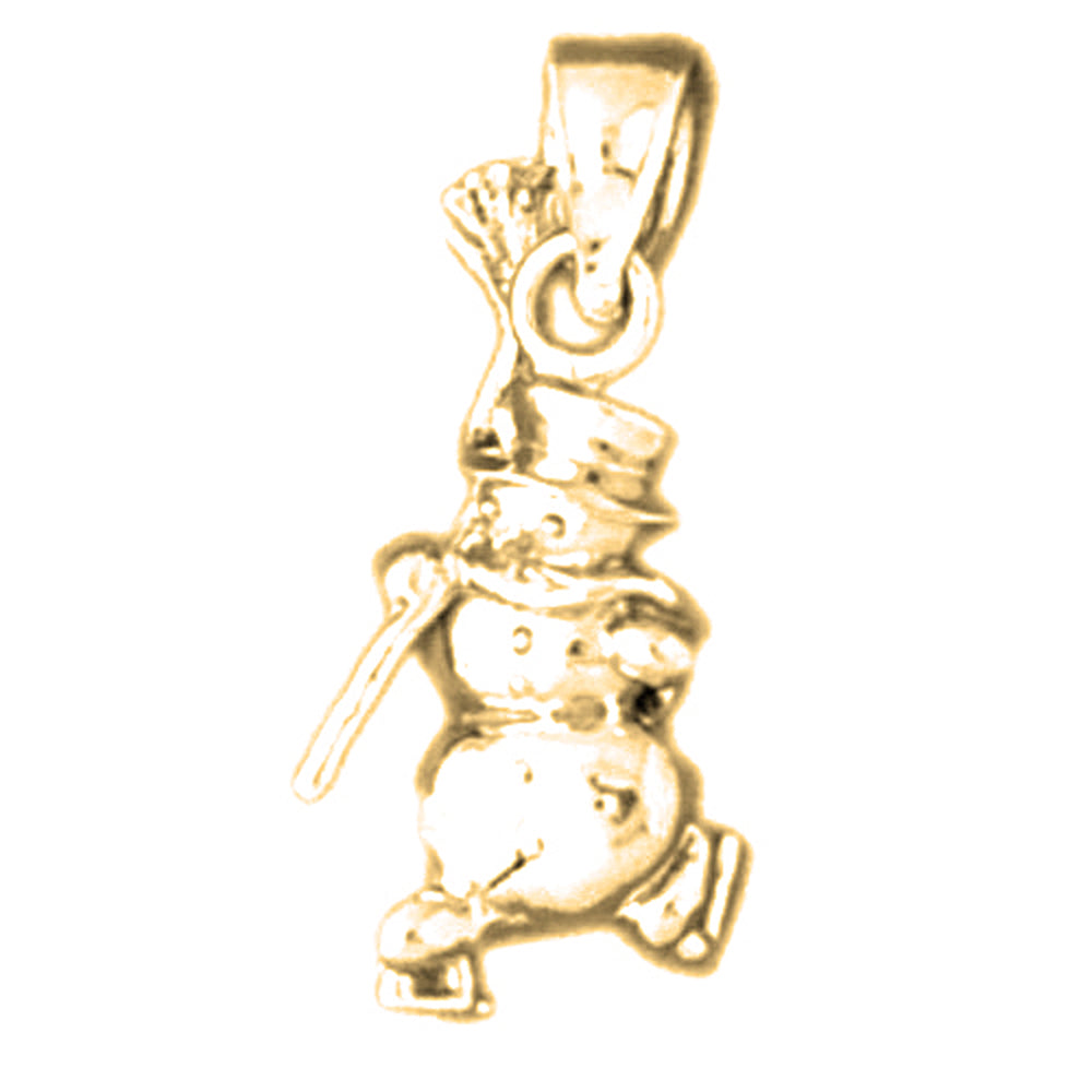 14K or 18K Gold 3D Snowman Pendant