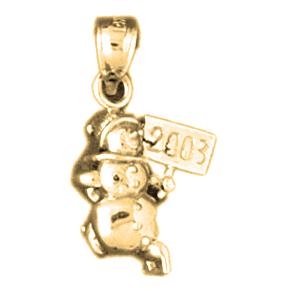 14K or 18K Gold 3D Snowman Pendant