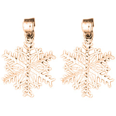14K or 18K Gold 28mm Snowflake Earrings