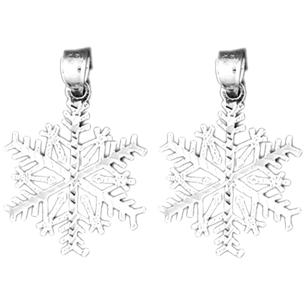 Sterling Silver 28mm Snowflake Earrings