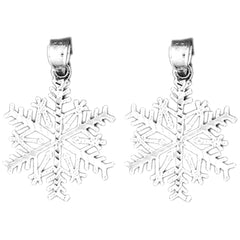 Sterling Silver 28mm Snowflake Earrings