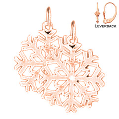 14K or 18K Gold Snowflake Earrings
