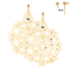 Sterling Silver 22mm Snowflake Earrings (White or Yellow Gold Plated)
