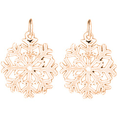 14K or 18K Gold 22mm Snowflake Earrings