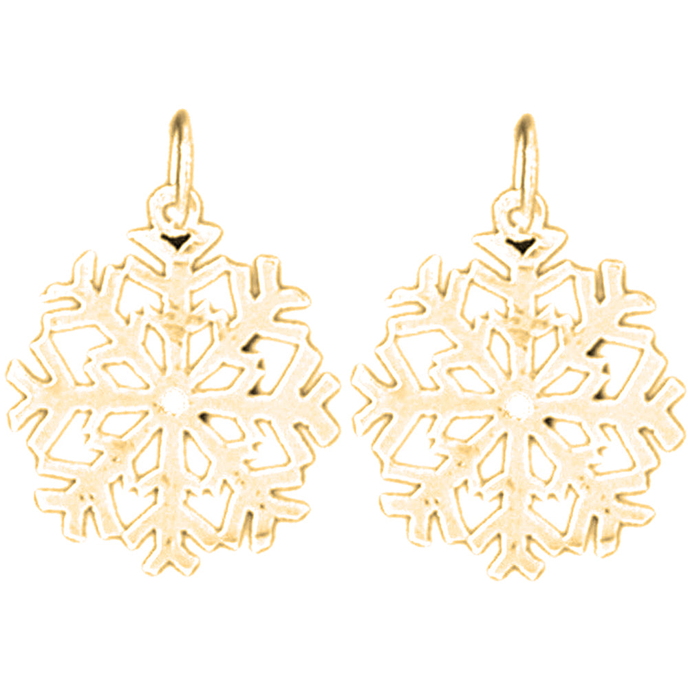 Yellow Gold-plated Silver 22mm Snowflake Earrings