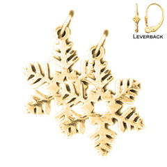 Sterling Silver 21mm Snowflake Earrings (White or Yellow Gold Plated)