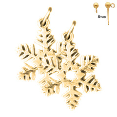 Sterling Silver 21mm Snowflake Earrings (White or Yellow Gold Plated)