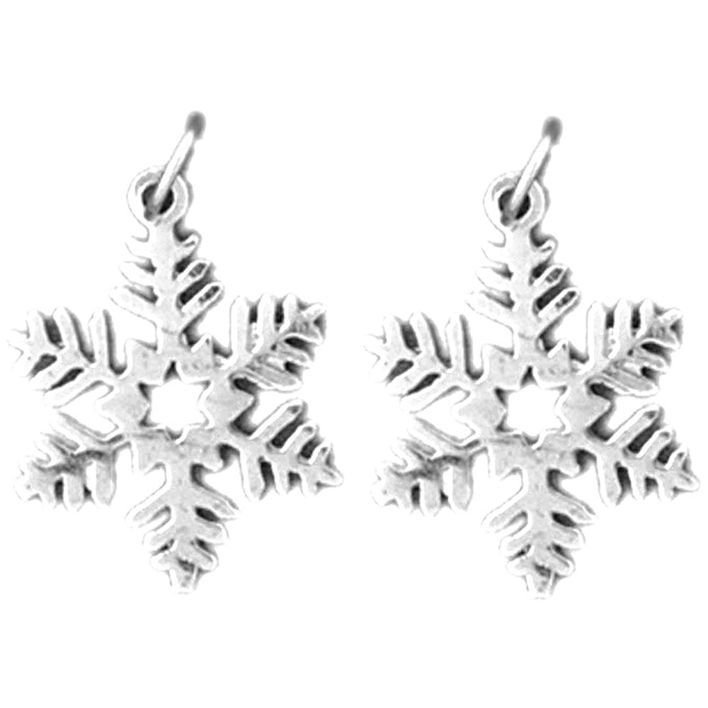 Sterling Silver 21mm Snowflake Earrings