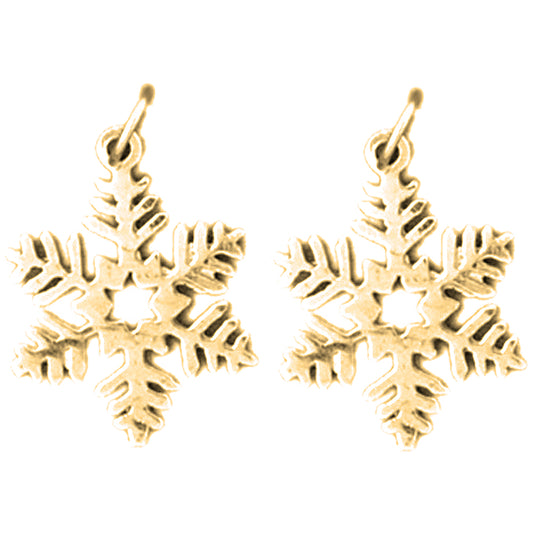 Yellow Gold-plated Silver 21mm Snowflake Earrings