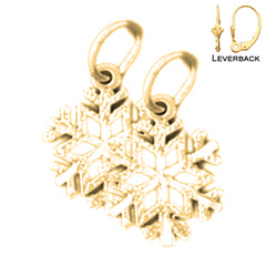 Sterling Silver 16mm Snowflake Earrings (White or Yellow Gold Plated)