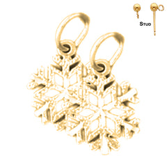 Sterling Silver 16mm Snowflake Earrings (White or Yellow Gold Plated)
