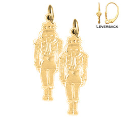 Sterling Silver 30mm Nutcracker Earrings (White or Yellow Gold Plated)