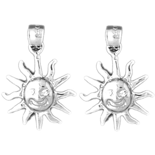 Sterling Silver 21mm Sun Face Earrings