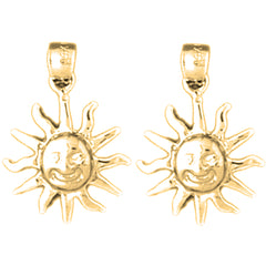 Yellow Gold-plated Silver 21mm Sun Face Earrings