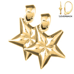 Sterling Silver 22mm Star Earrings (White or Yellow Gold Plated)