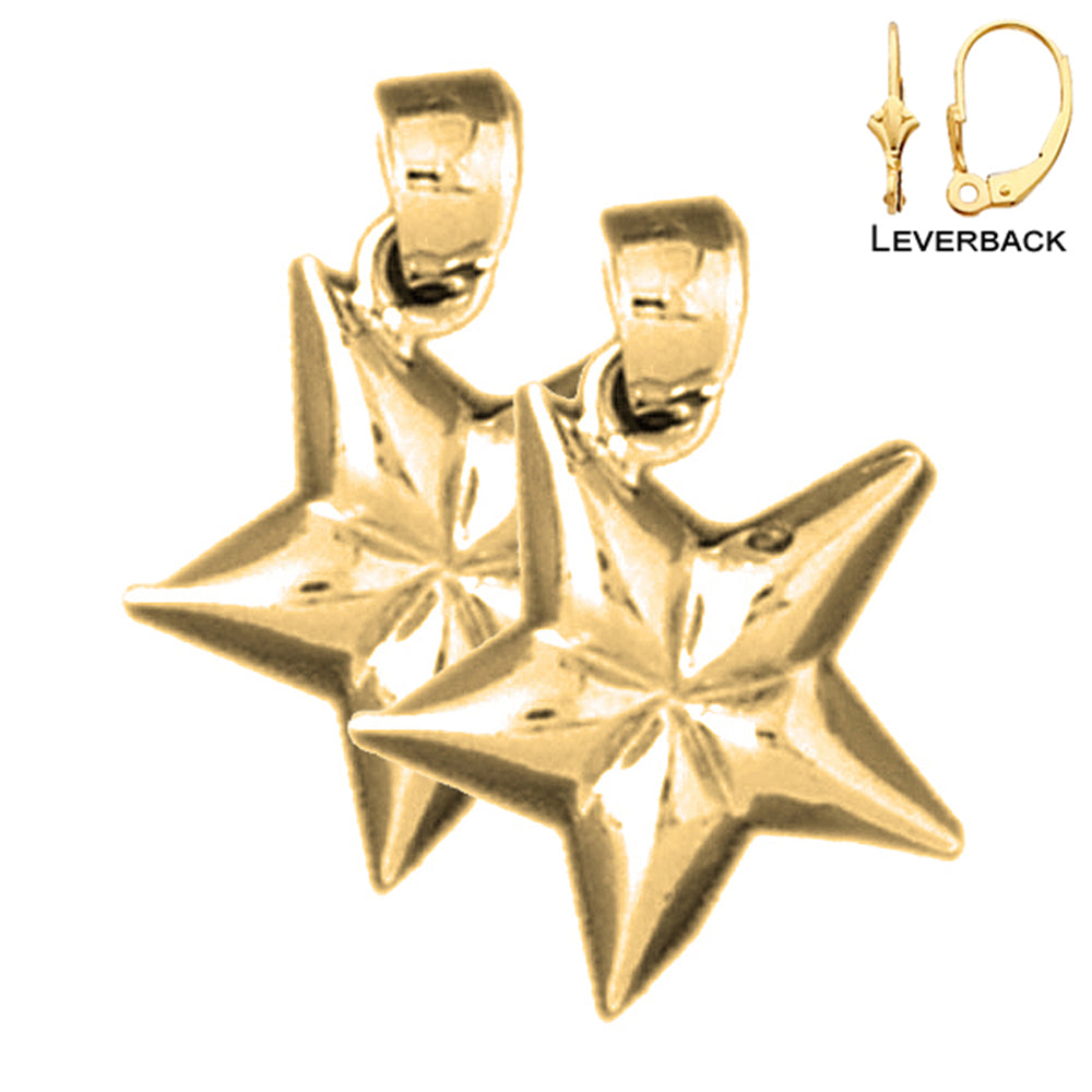 14K oder 18K Gold 22mm Stern Ohrringe