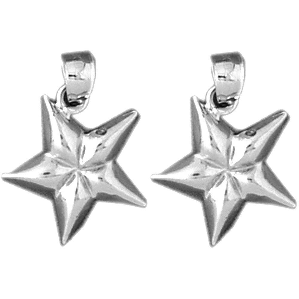 Sterling Silver 22mm Star Earrings