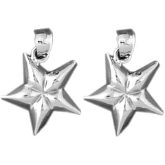 Sterling Silver 22mm Star Earrings