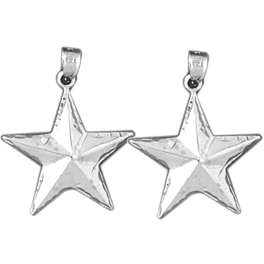 Sterling Silver 27mm Star Earrings