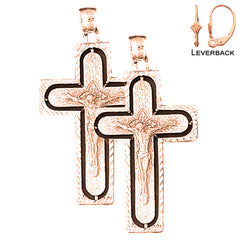 Pendientes de Crucifijo Latino de Oro de 14K o 18K