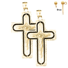 Pendientes de Crucifijo Latino de Oro de 14K o 18K