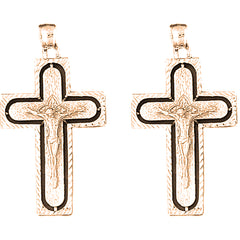 14K or 18K Gold 49mm Latin Crucifix Earrings