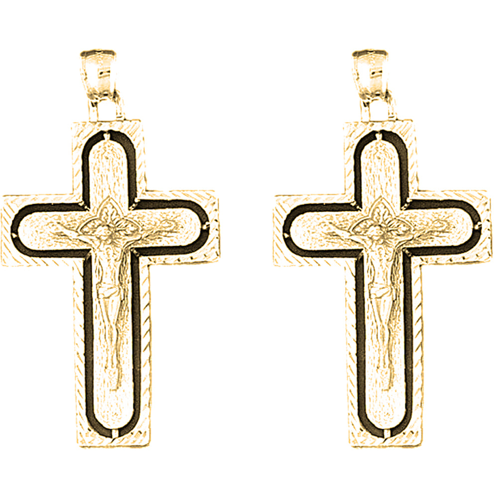 14K or 18K Gold 49mm Latin Crucifix Earrings