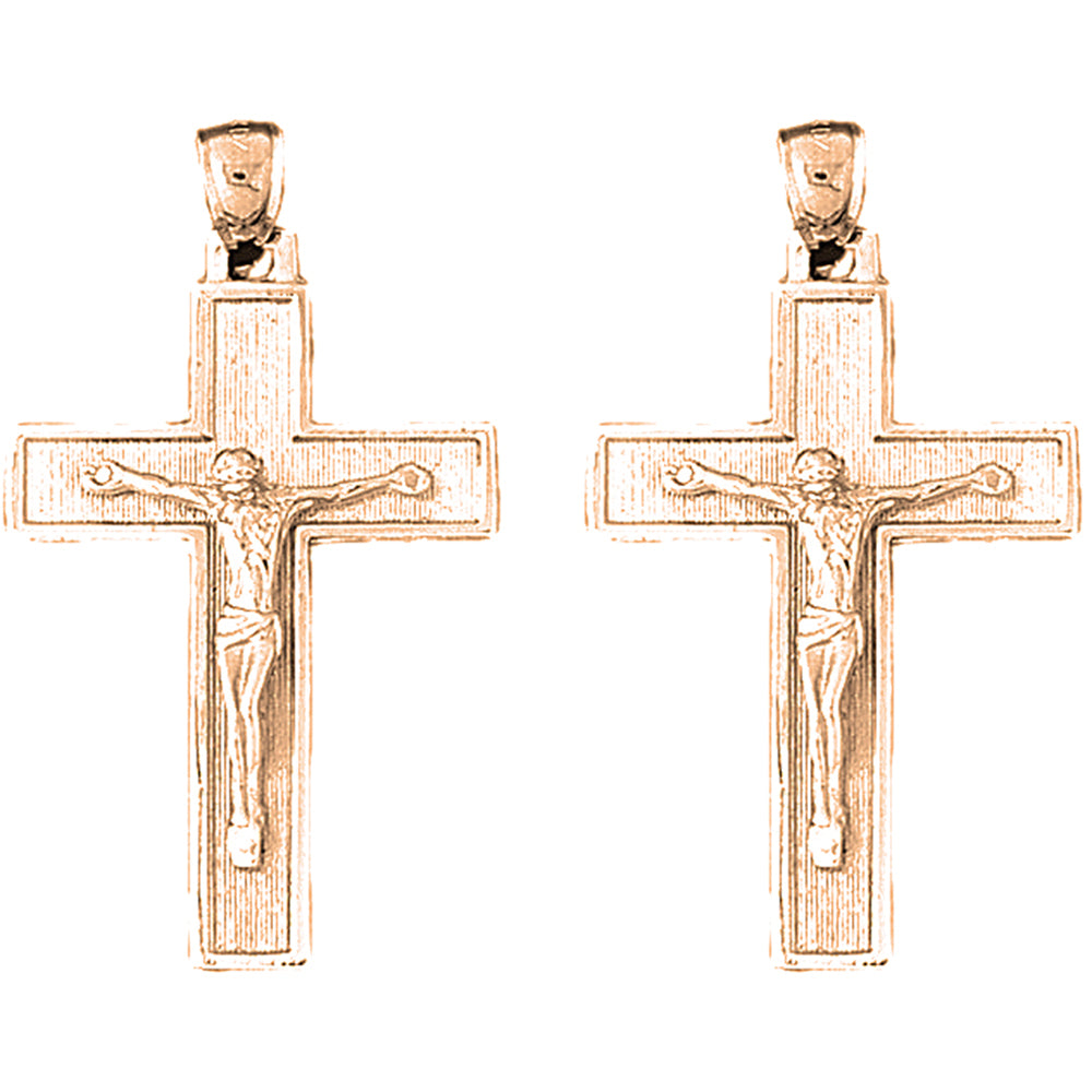 14K or 18K Gold 43mm Latin Crucifix Earrings