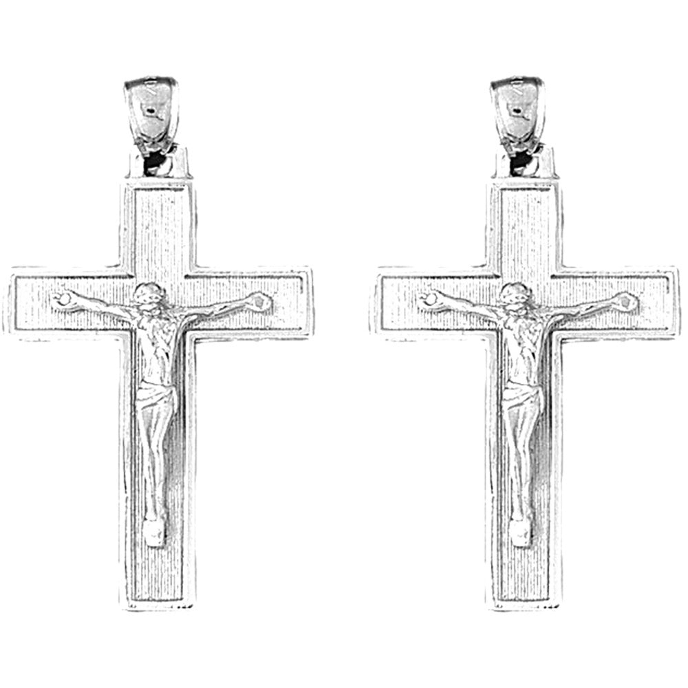 14K or 18K Gold 43mm Latin Crucifix Earrings