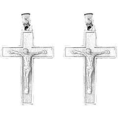 Sterling Silver 43mm Latin Crucifix Earrings