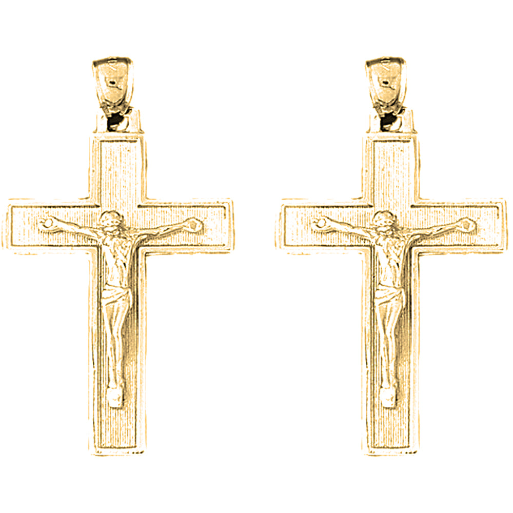 14K or 18K Gold 43mm Latin Crucifix Earrings