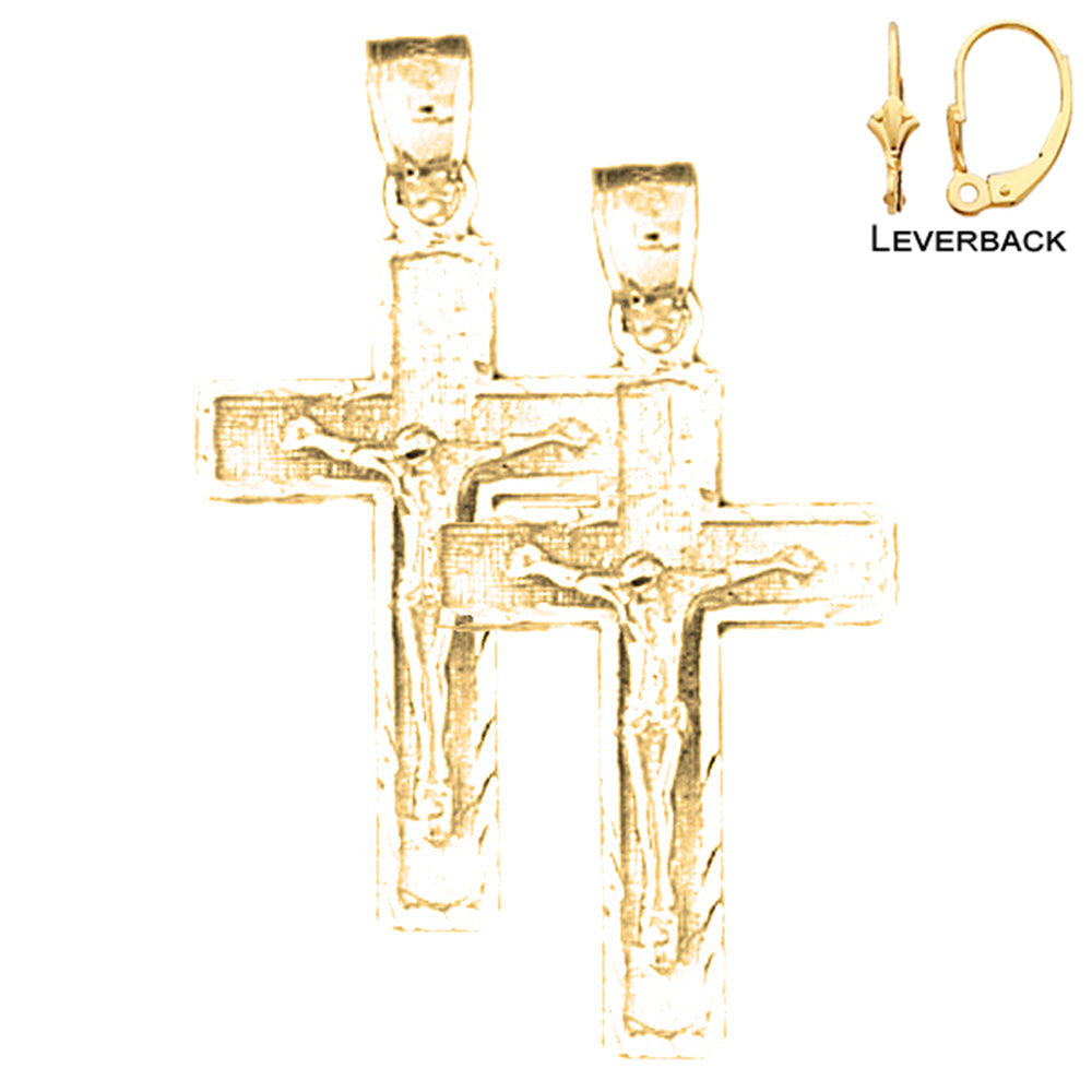 14K or 18K Gold Latin Crucifix Earrings